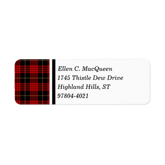 MacQueen Clan Black and Red Scottish Tartan (Front)