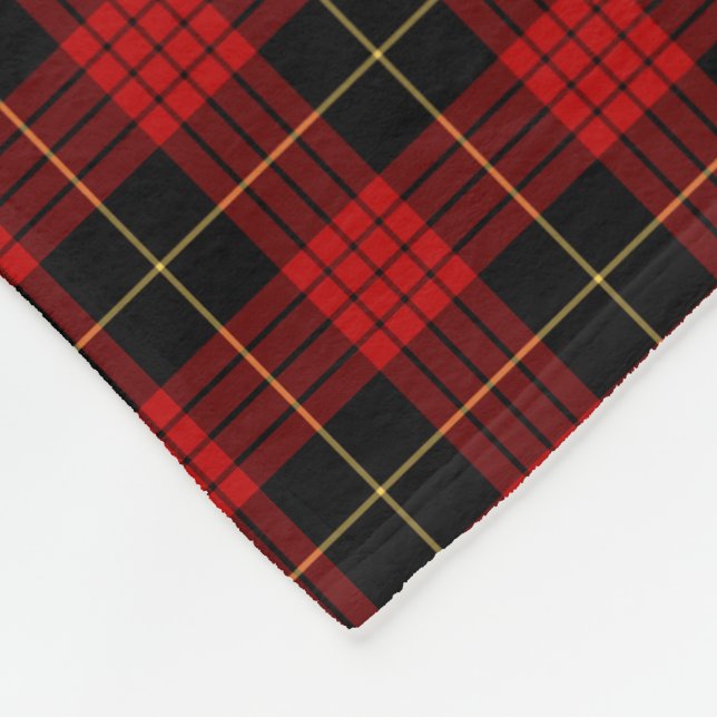 MacQueen Clan Red and Black Tartan Fleece Blanket (Corner)