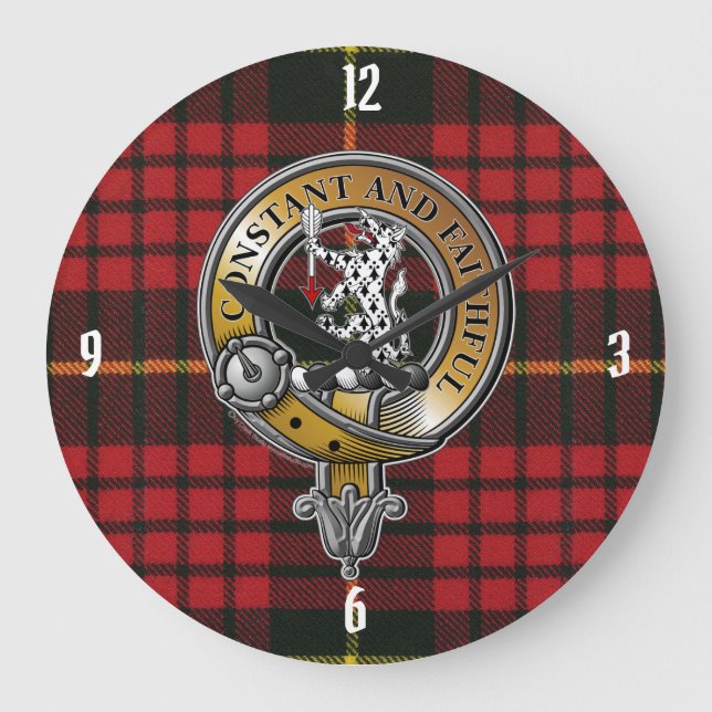 MacQueen Tartan & Badge Large Clock (Front)