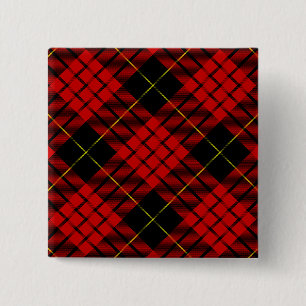 MacQueen Tartan Red and Black Plaid 15 Cm Square Badge