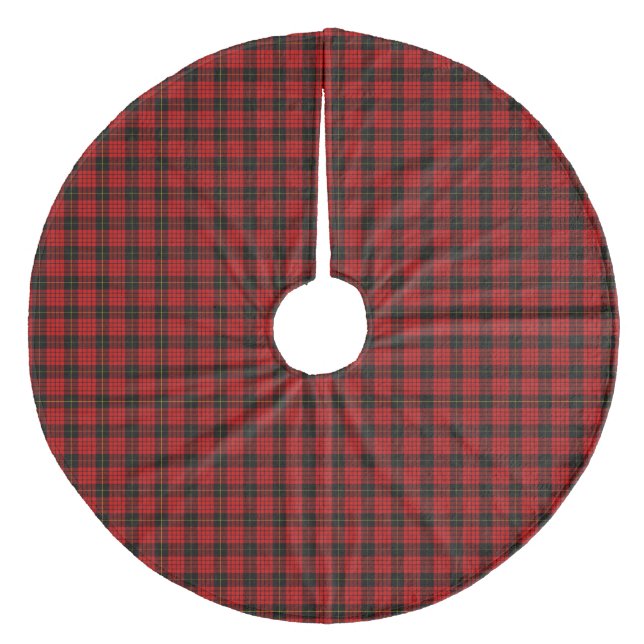 MacQueen Tartan Red and Black Plaid Fleece Tree Skirt (Front)