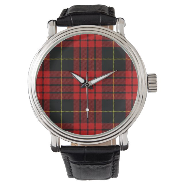 MacQueen Tartan Red and Black Plaid Watch (Front)