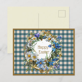 MacRae Conchra Scottish Tartan Easter Floral Holiday Postcard