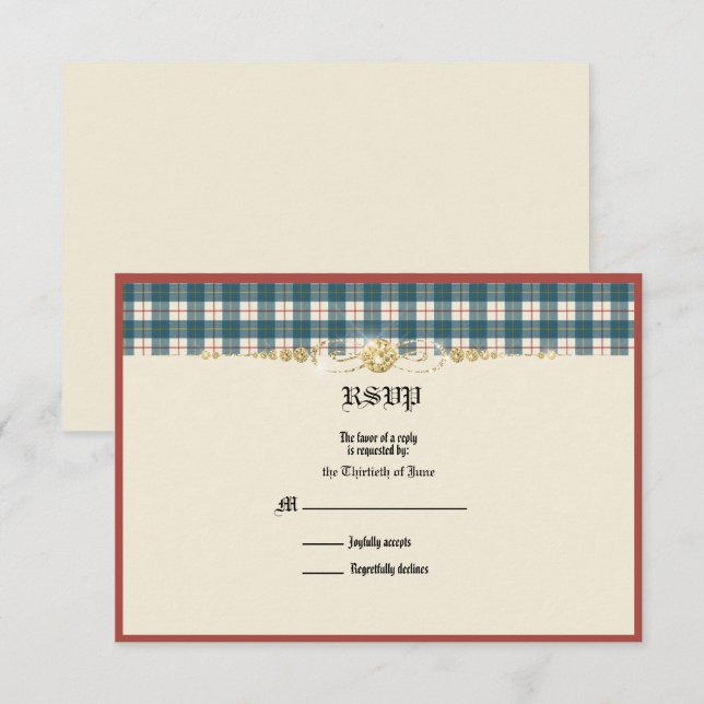 MacRae Conchra Tartan Wedding RSVP Card (Front/Back)