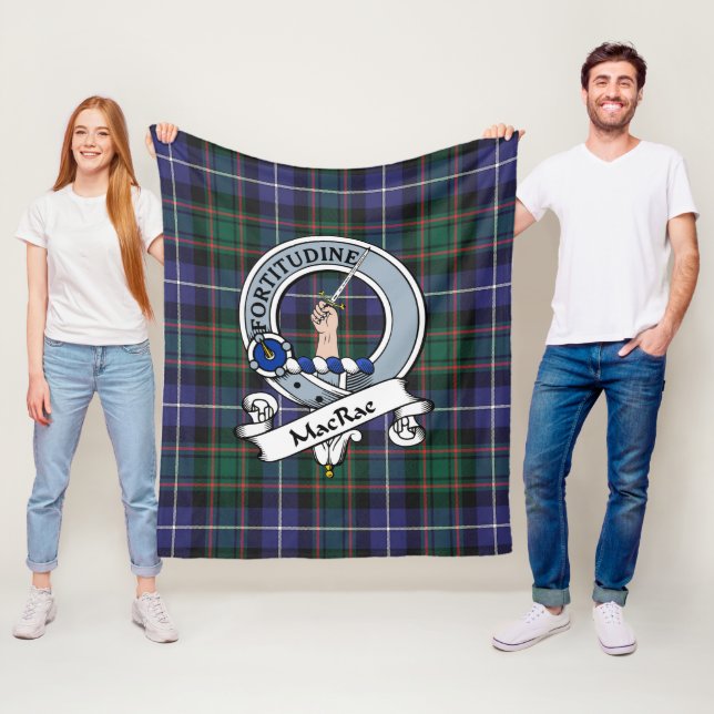 MacRae Hunting Modern Clan Badge Tartan Plaid Fleece Blanket (In Situ)