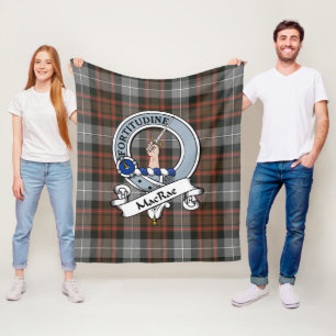 MacRae Hunting Weathered Clan Badge Tartan Plaid Fleece Blanket