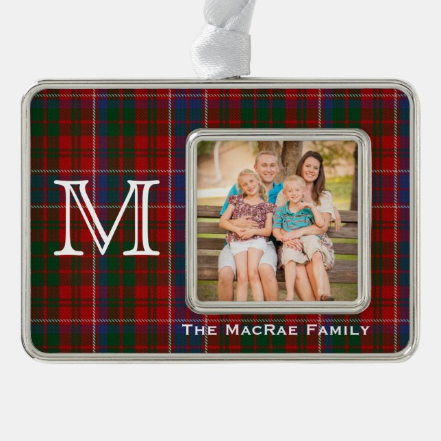 MacRae Plaid Custom Photo Christmas Ornament (Front)