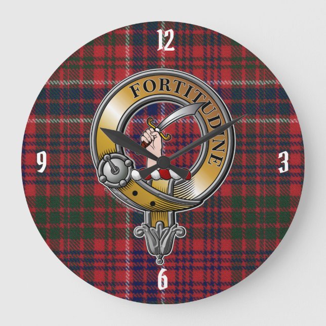 MacRae Tartan & Badge Large Clock (Front)