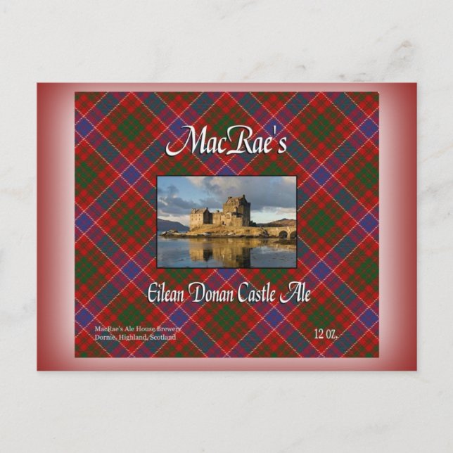 MacRae's Eilean Donan Castle Ale Postcard (Front)