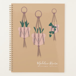 Macrame Artist Handmade Design Hanging Plant Tan Planner