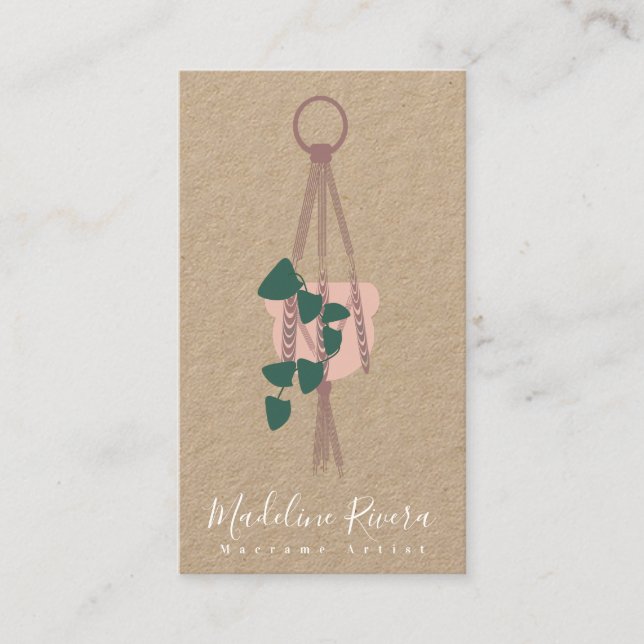 Macrame Artist Handmade Design Hanging Plants Business Card (Front)