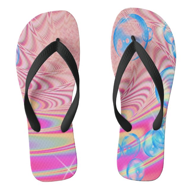 MACRAME'- Colourful Abstract Image of Fractal Art  Flip Flops (Footbed)