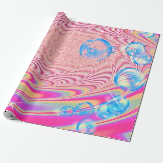 MACRAME'- Colourful Abstract Image of Fractal Art  Wrapping Paper (Unrolled)