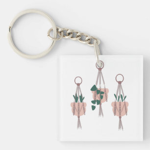 Macrame Plant Hanger Planter Pots Illustration Key Ring