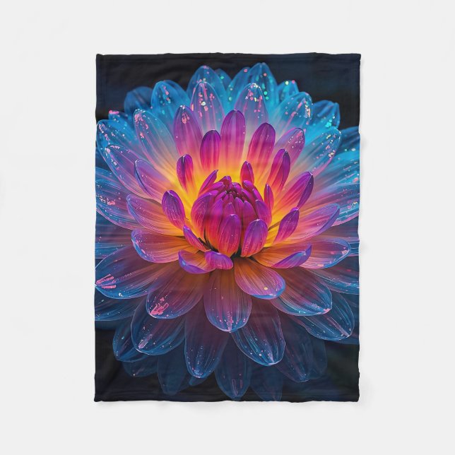 Macro Aurora Bloom Fleece Blanket (Front)