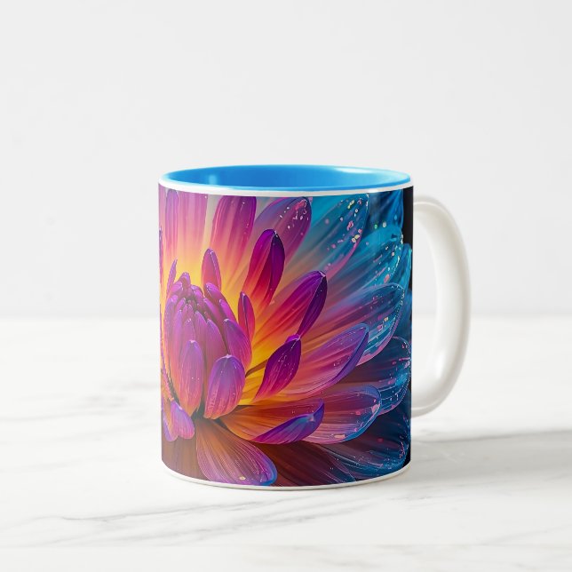 Macro Aurora Bloom Two-Tone Coffee Mug (Front Right)