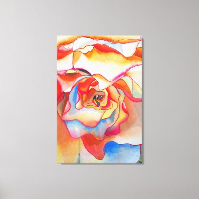 Macro begonia Fred Martin watercolour painting Canvas Print (Front)