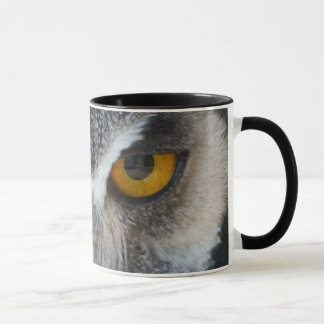 Macro Black and White Owl Mug