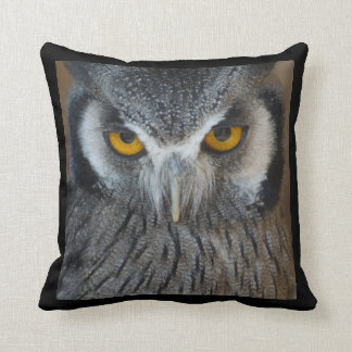 Macro Black and White Scops Owl Cushion