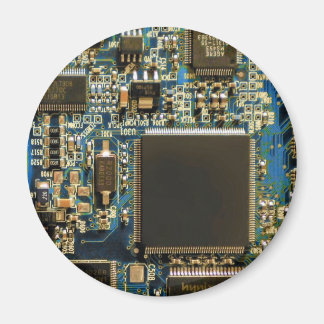 Macro Blue Circuit Board | PCB Photo Magnet