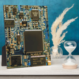 Macro Blue Circuit Board PCB Photo Plaque