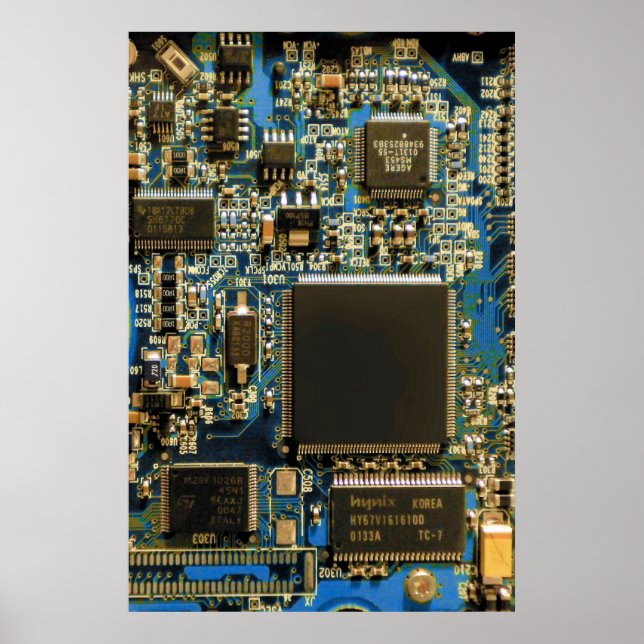 Macro Blue Circuit Board | PCB Photo Poster (Front)