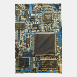 Macro Blue Circuit Board PCB Photo Tea Towel