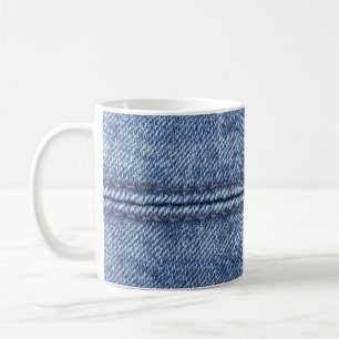 Macro Blue Denim, Close-Up Texture. Coffee Mug
