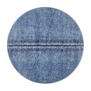 Macro Blue Denim, Close-Up Texture. Cutting Board