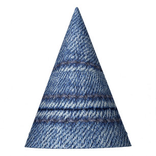 Macro Blue Denim, Close-Up Texture. Party Hat