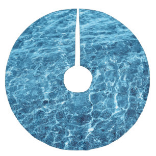 Macro Bubbling Blue Sea Photo Brushed Polyester Tree Skirt