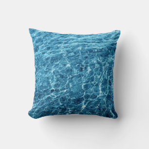 Macro Bubbling Blue Sea Photo Cushion