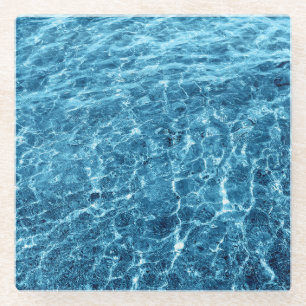 Macro Bubbling Blue Sea Photo Glass Coaster