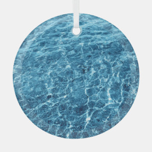 Macro Bubbling Blue Sea Photo Glass Tree Decoration