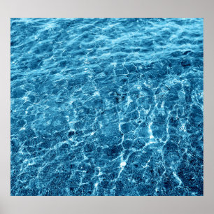 Macro Bubbling Blue Sea Photo Poster