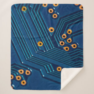 Macro close up view of computer electronic board, sherpa blanket
