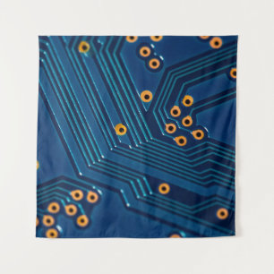 Macro close up view of computer electronic board,  tapestry