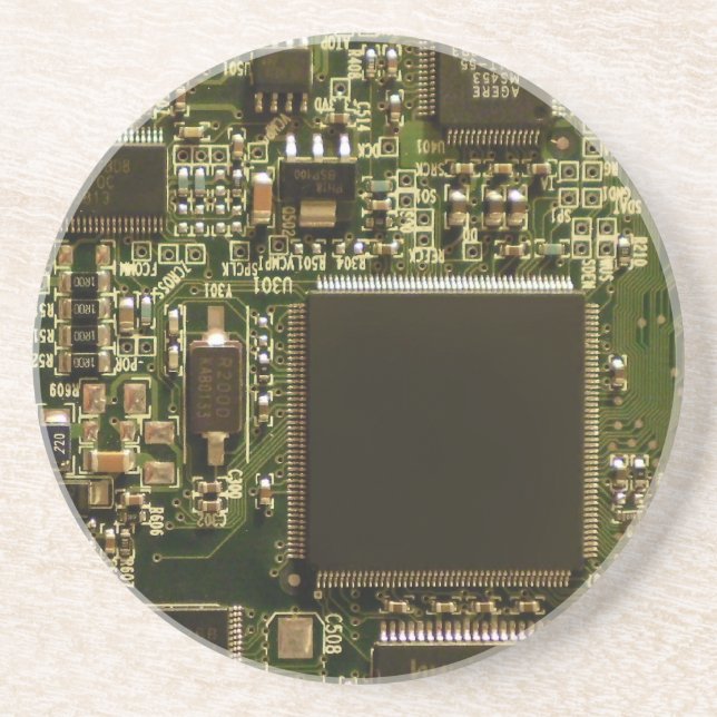 Macro Green Circuit Board | PCB Photo Coaster (Front)