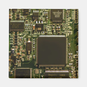 Macro Green Circuit Board PCB Photo Magnet