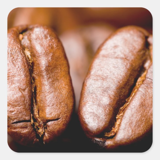 Macro of coffee beans square sticker (Front)