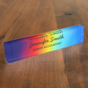 Macro Photo Holographic Rainbow Gradient Nameplate