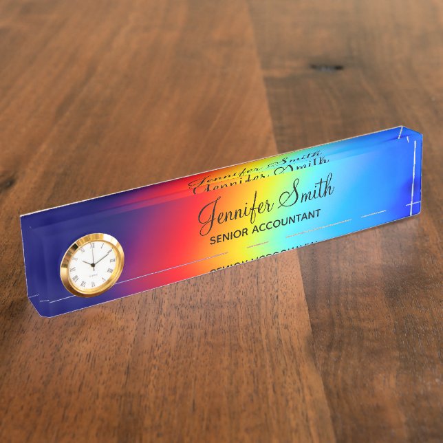 Macro Photo Holographic Rainbow Ombre Nameplate (Side)