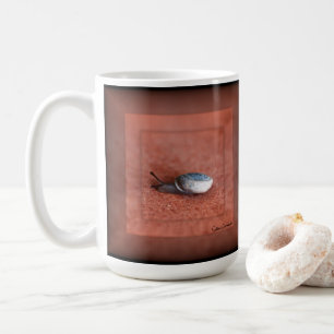 Macro Photograph of Snail on Terracotta Coffee Mug