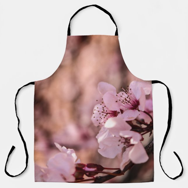 MACRO PHOTOGRAPHY OF BLOOMING PINK CHERRY BLOSSOMS APRON (Front)