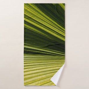Macro photography of green leaf bath towel