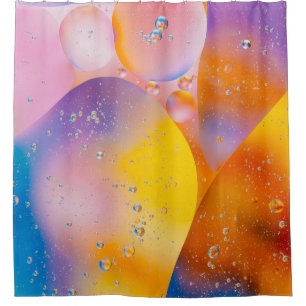 MACRO PHOTOGRAPHY OF WATER AND SUNFLOWER OIL IN DI SHOWER CURTAIN
