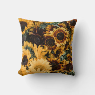 MACRO PHOTOGRAPHY OF YELLOW SUNFLOWERS CUSHION