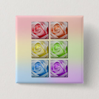 Macro Rainbow Roses 15 Cm Square Badge
