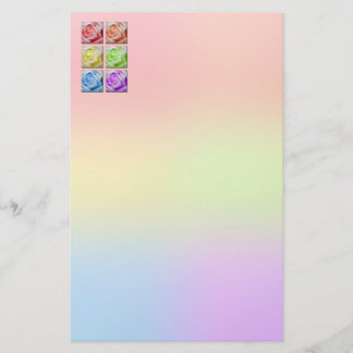 Macro Rainbow Roses Stationery