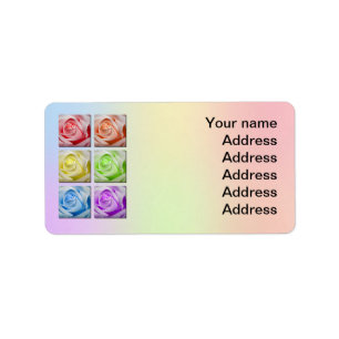 Macro Rainbow Roses Wedding Address Label